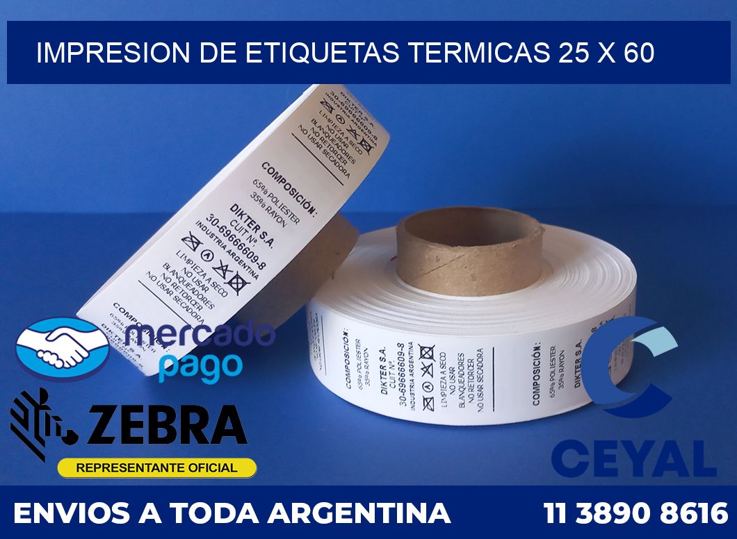 Impresion de etiquetas termicas 25 x 60