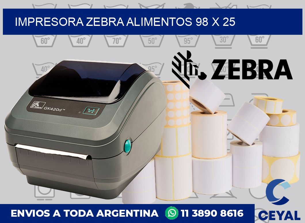 Impresora Zebra alimentos 98 x 25