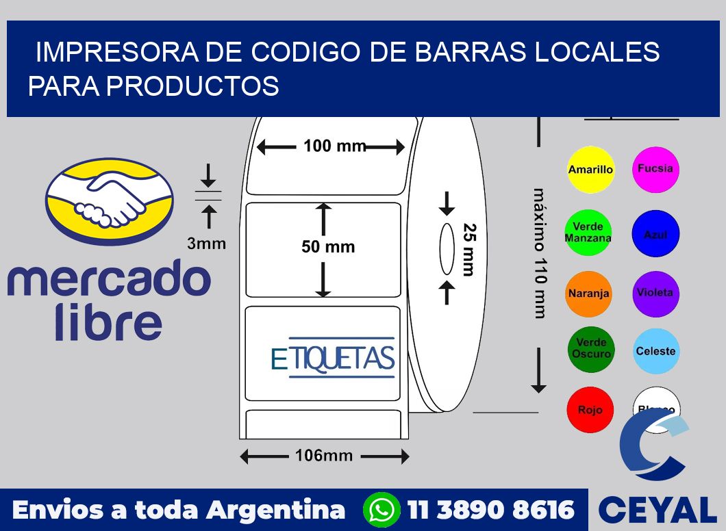 Impresora de codigo de barras locales para productos