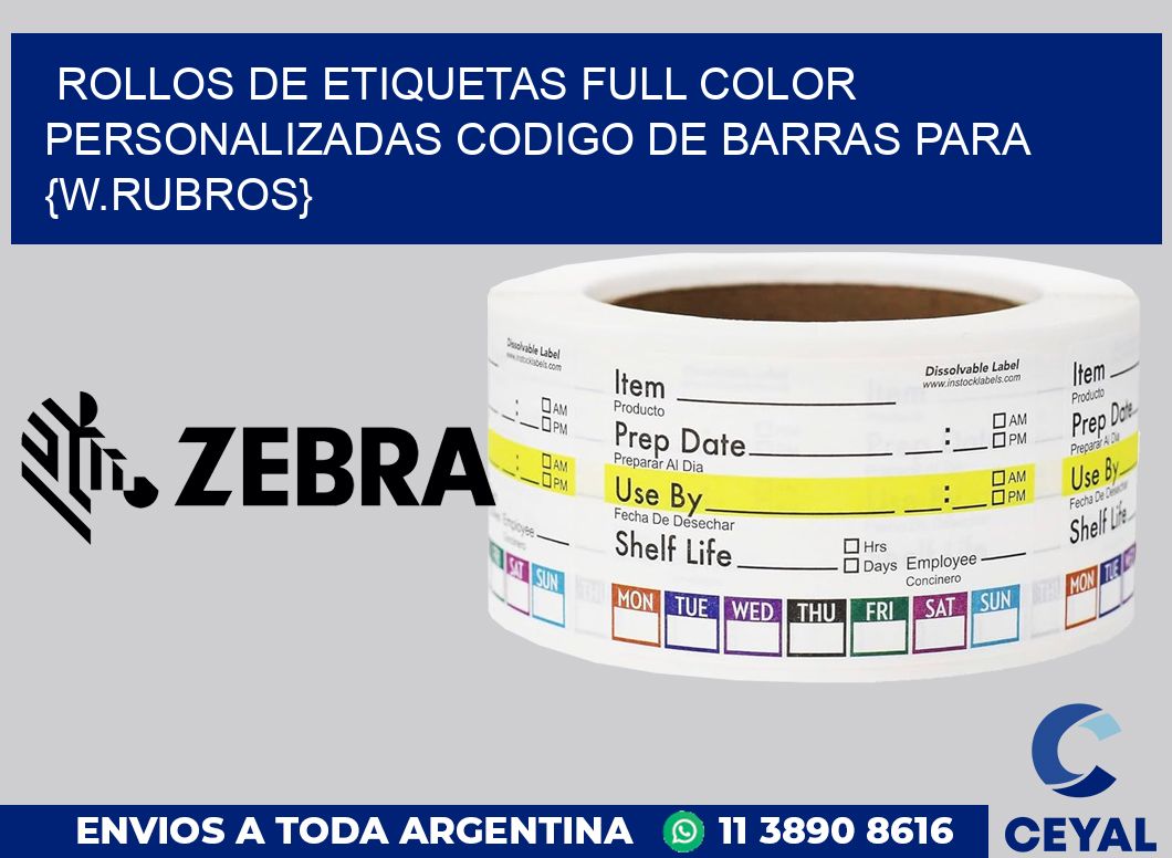 ROLLOS DE ETIQUETAS FULL COLOR PERSONALIZADAS Codigo de barras para Importadores de bijouterie