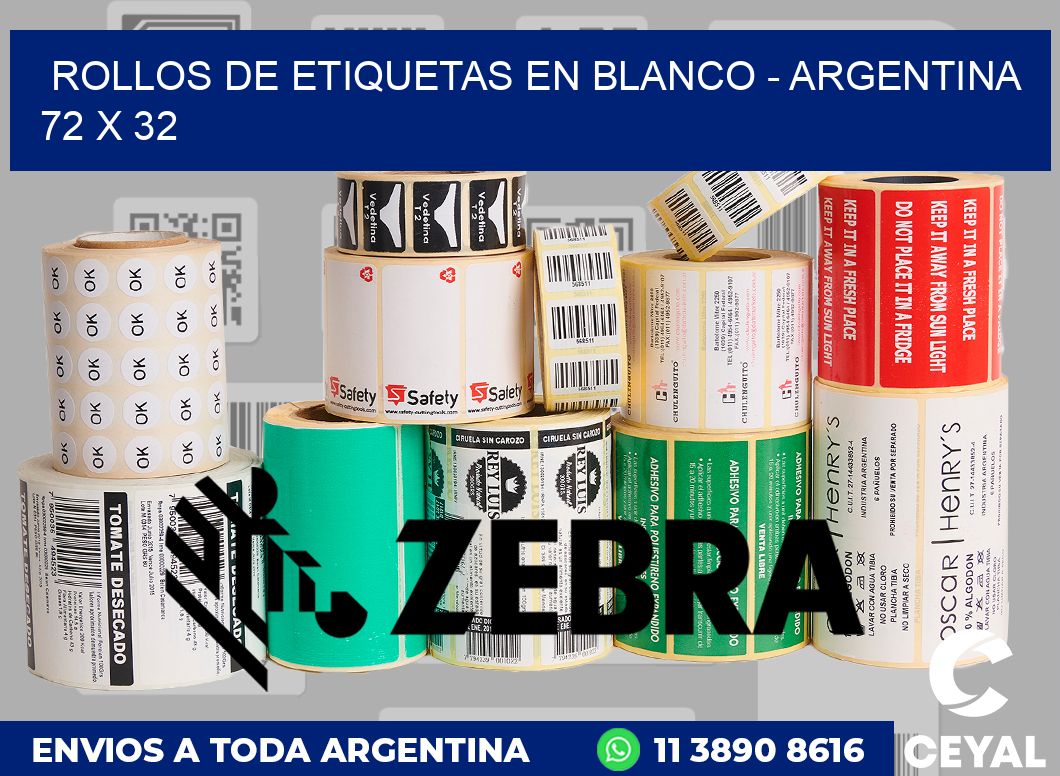 Rollos de etiquetas en blanco - Argentina 72 x 32