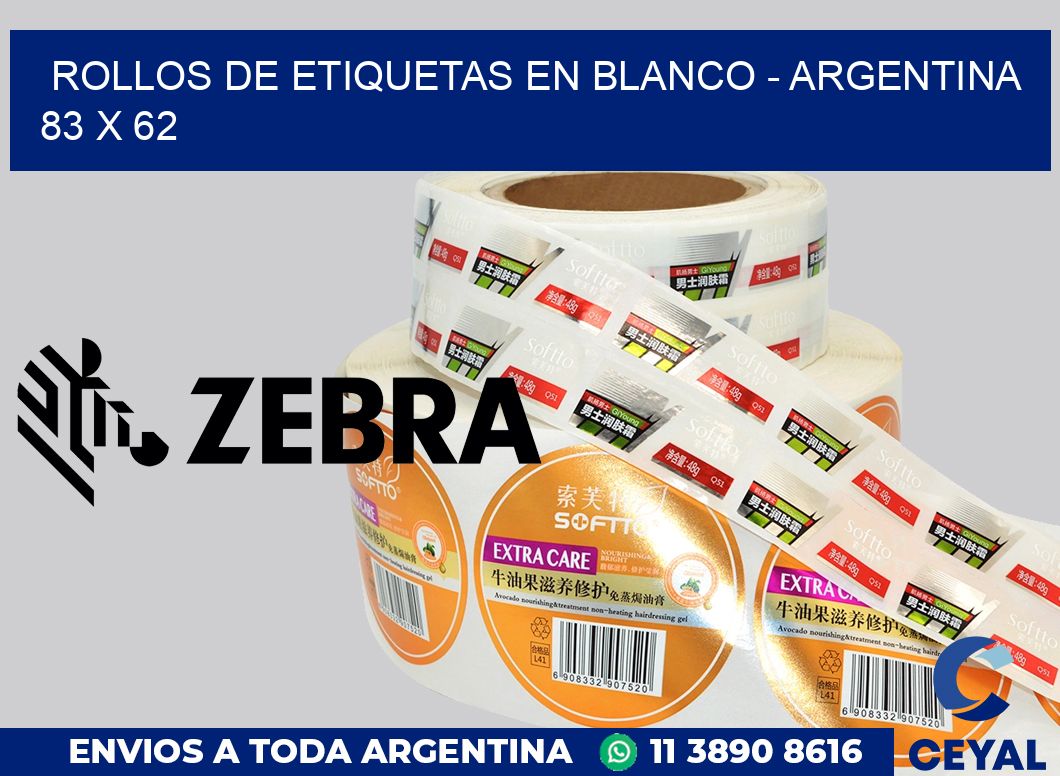 Rollos de etiquetas en blanco - Argentina 83 x 62