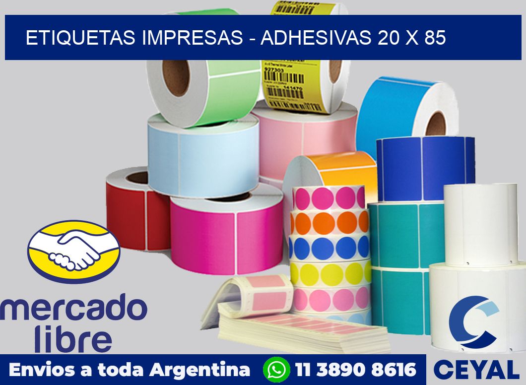 etiquetas impresas - Adhesivas 20 x 85