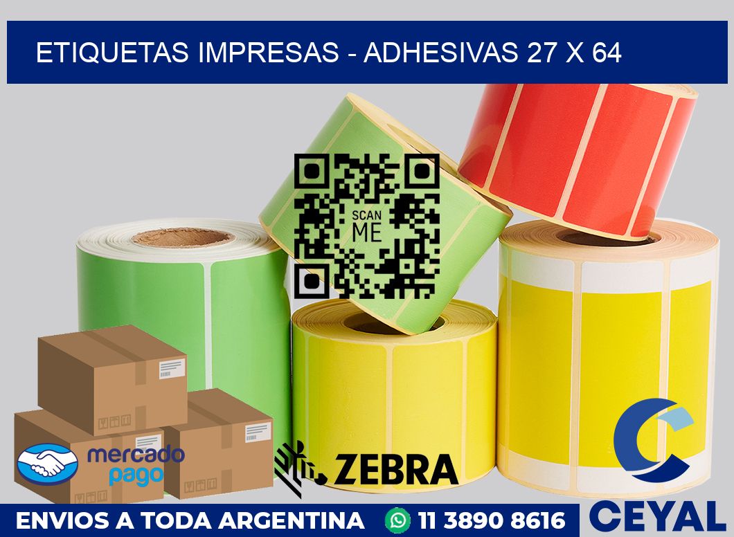 etiquetas impresas - Adhesivas 27 x 64