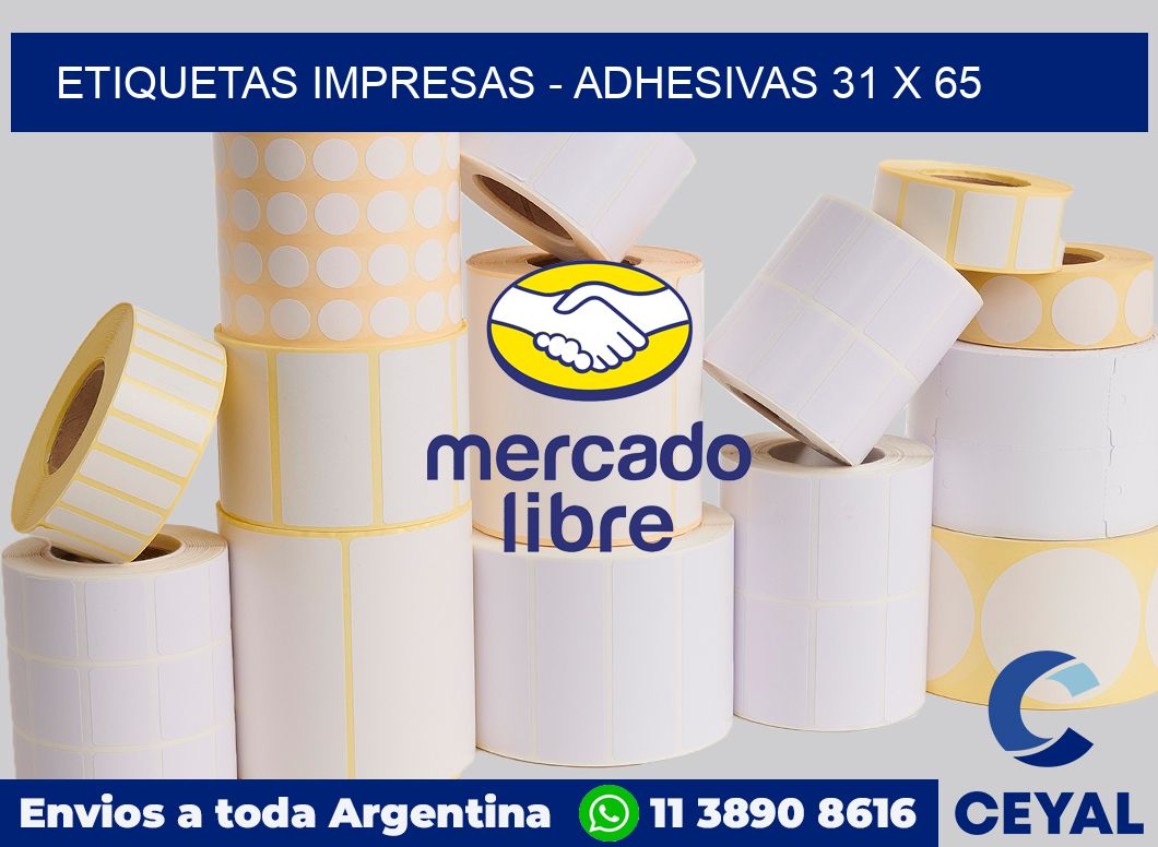 etiquetas impresas - Adhesivas 31 x 65