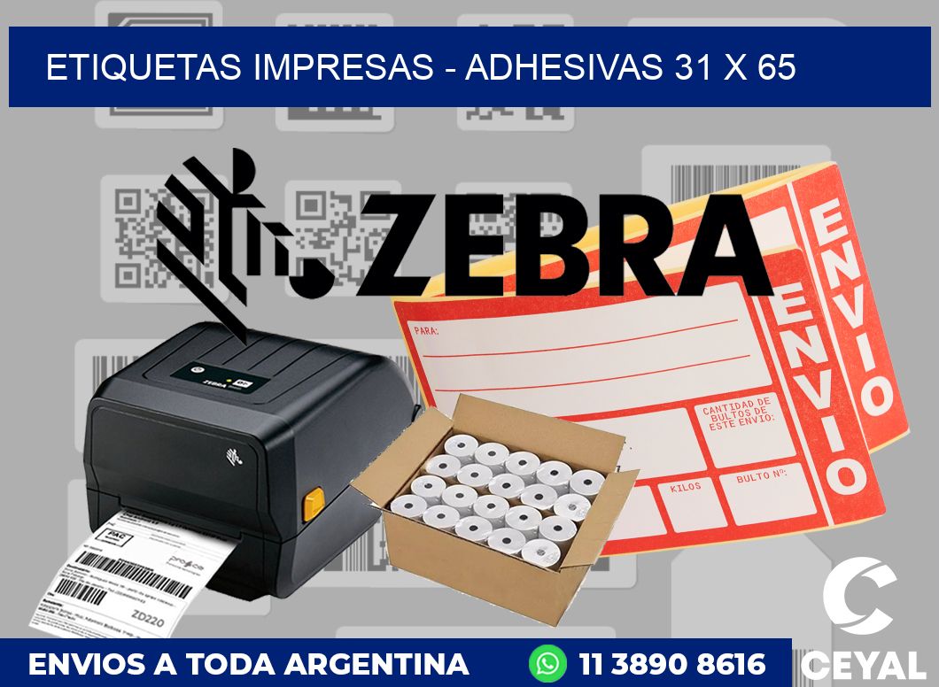 etiquetas impresas - Adhesivas 31 x 65