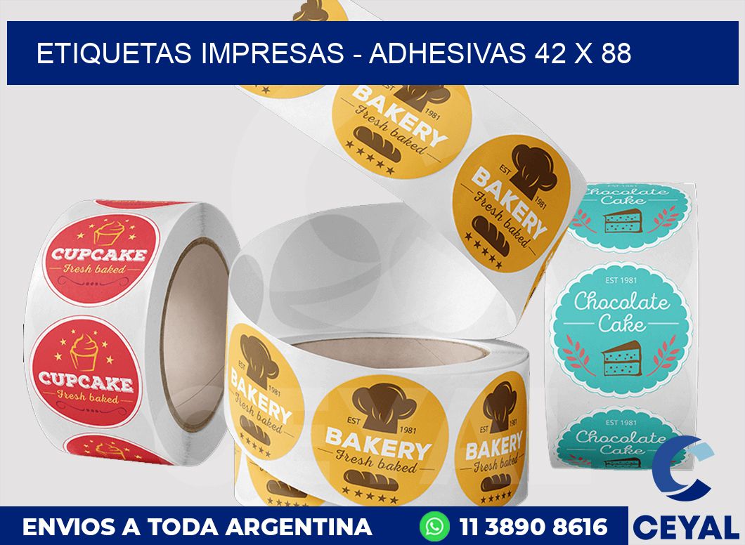 etiquetas impresas - Adhesivas 42 x 88