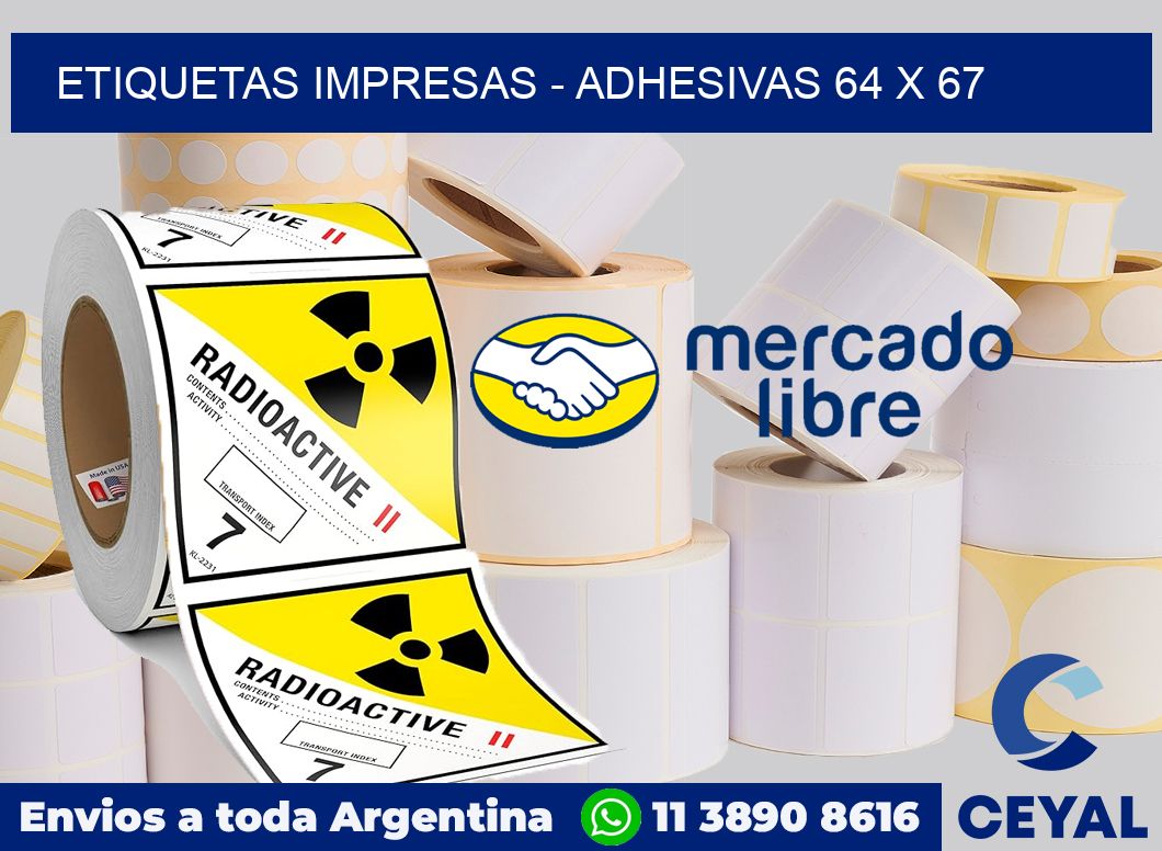 etiquetas impresas - Adhesivas 64 x 67