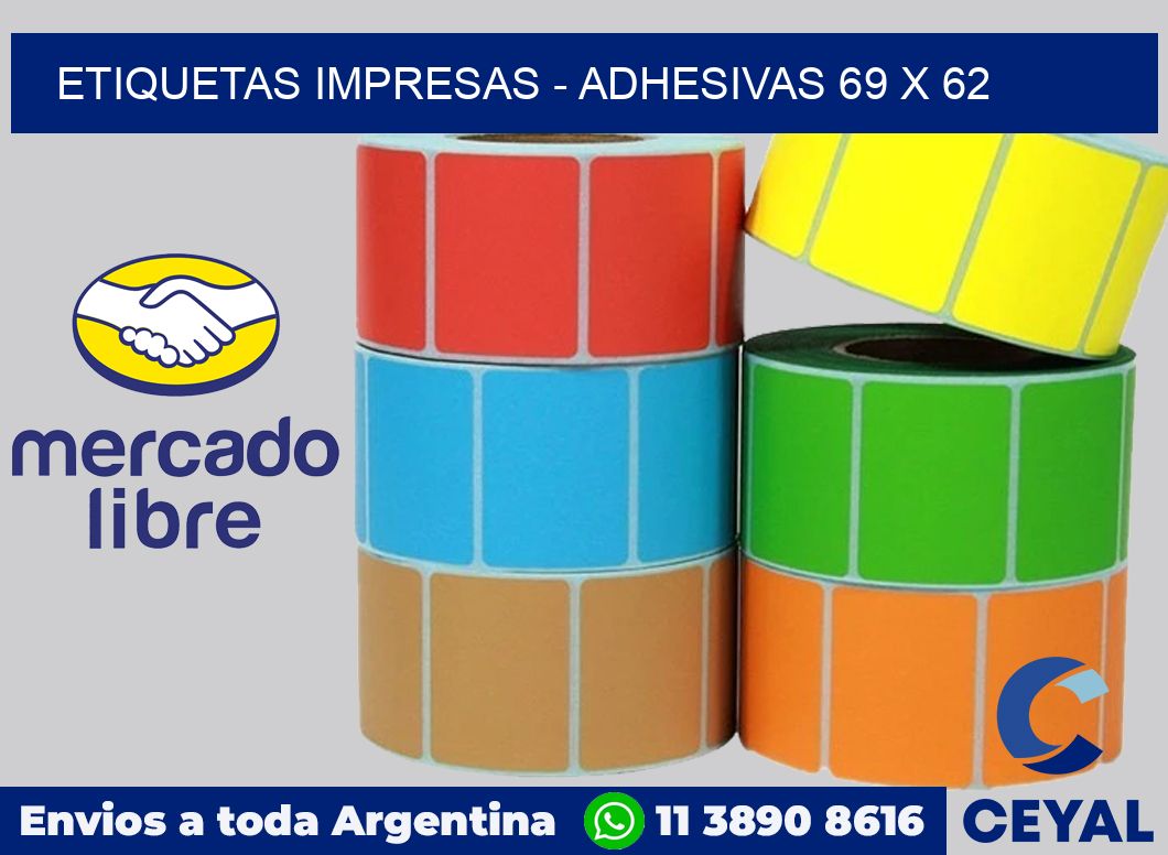 etiquetas impresas - Adhesivas 69 x 62