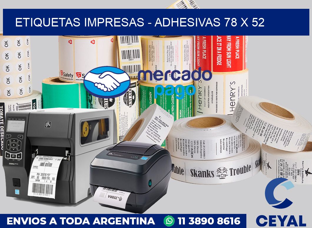 etiquetas impresas - Adhesivas 78 x 52