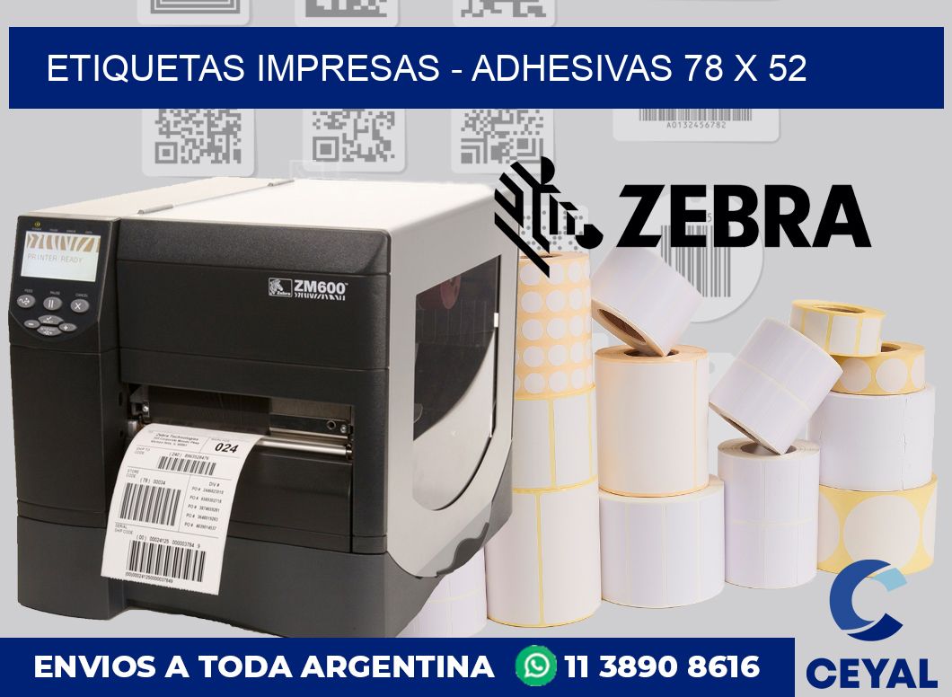 etiquetas impresas - Adhesivas 78 x 52