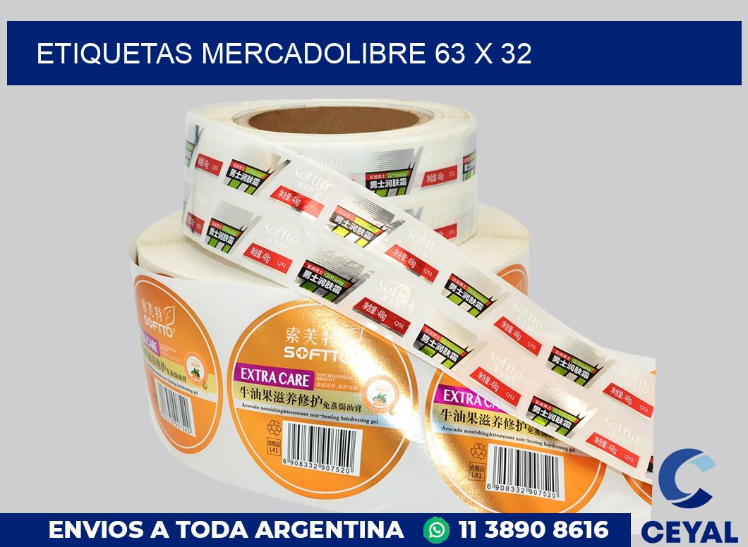 etiquetas mercadolibre 63 x 32