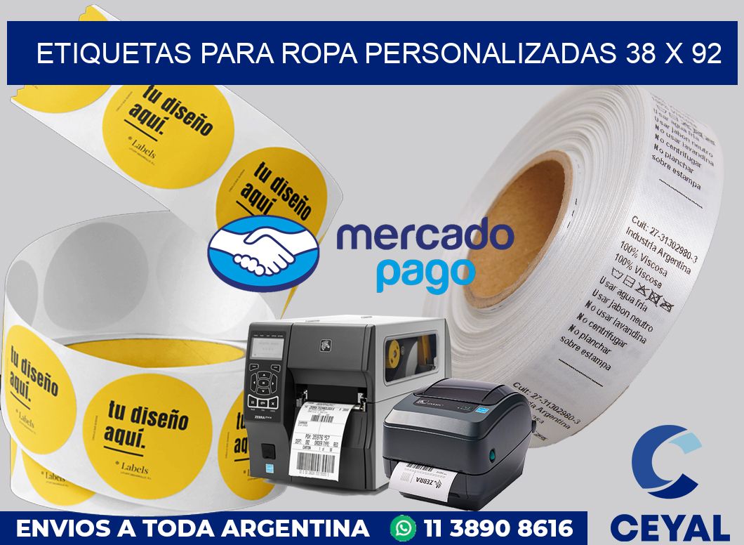 etiquetas para ropa personalizadas 38 x 92