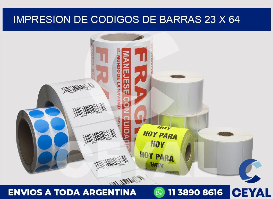 impresion de codigos de barras 23 x 64