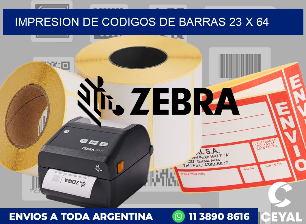 impresion de codigos de barras 23 x 64