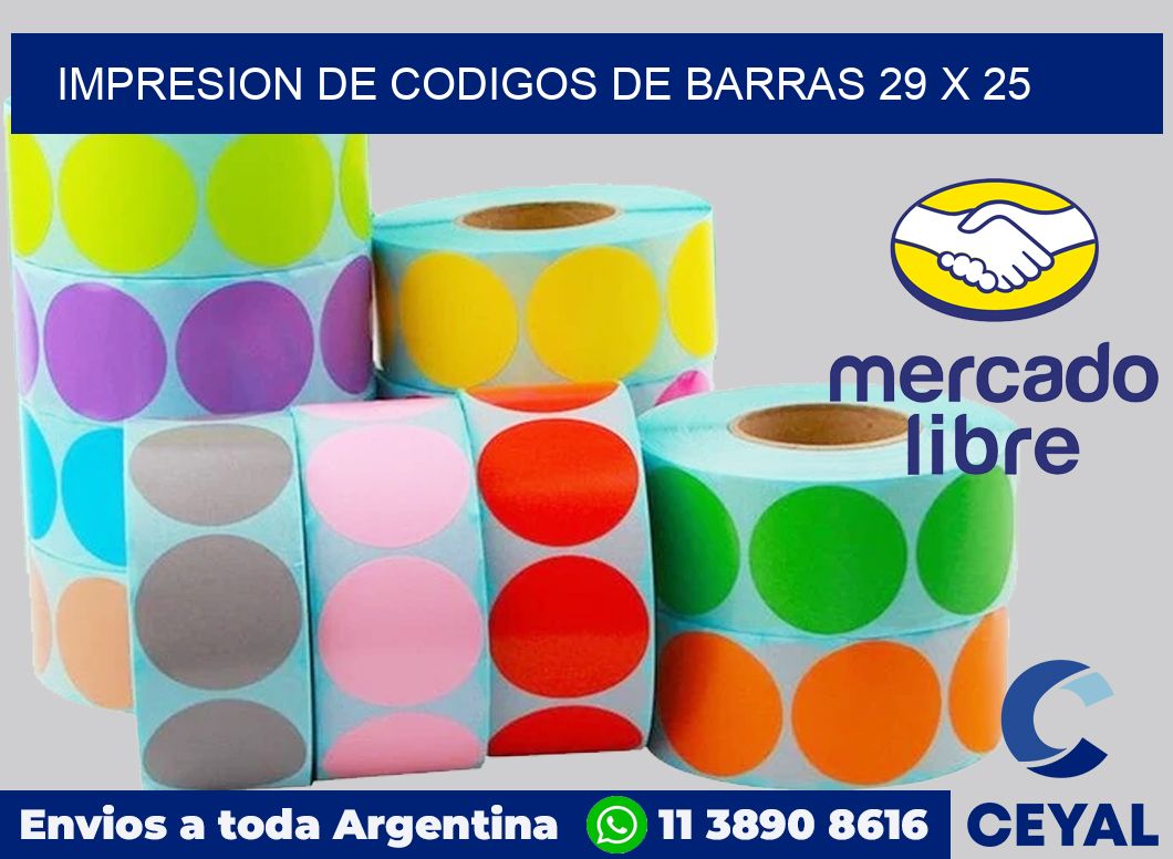 impresion de codigos de barras 29 x 25