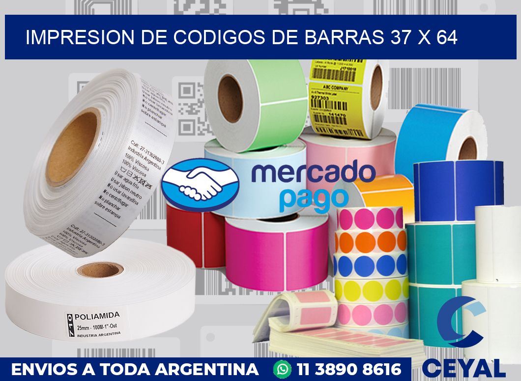 impresion de codigos de barras 37 x 64