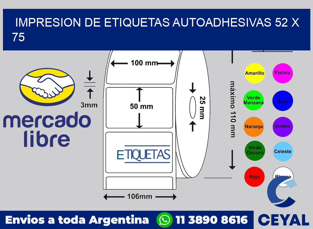 impresion de etiquetas autoadhesivas 52 x 75