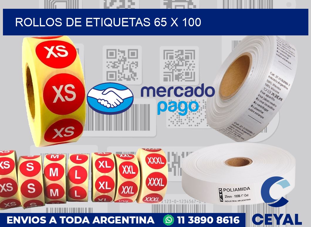 rollos de etiquetas 65 x 100