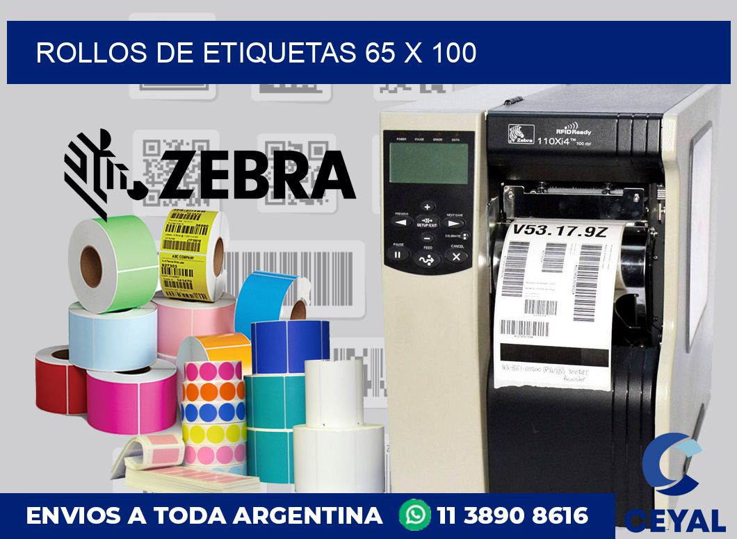 rollos de etiquetas 65 x 100