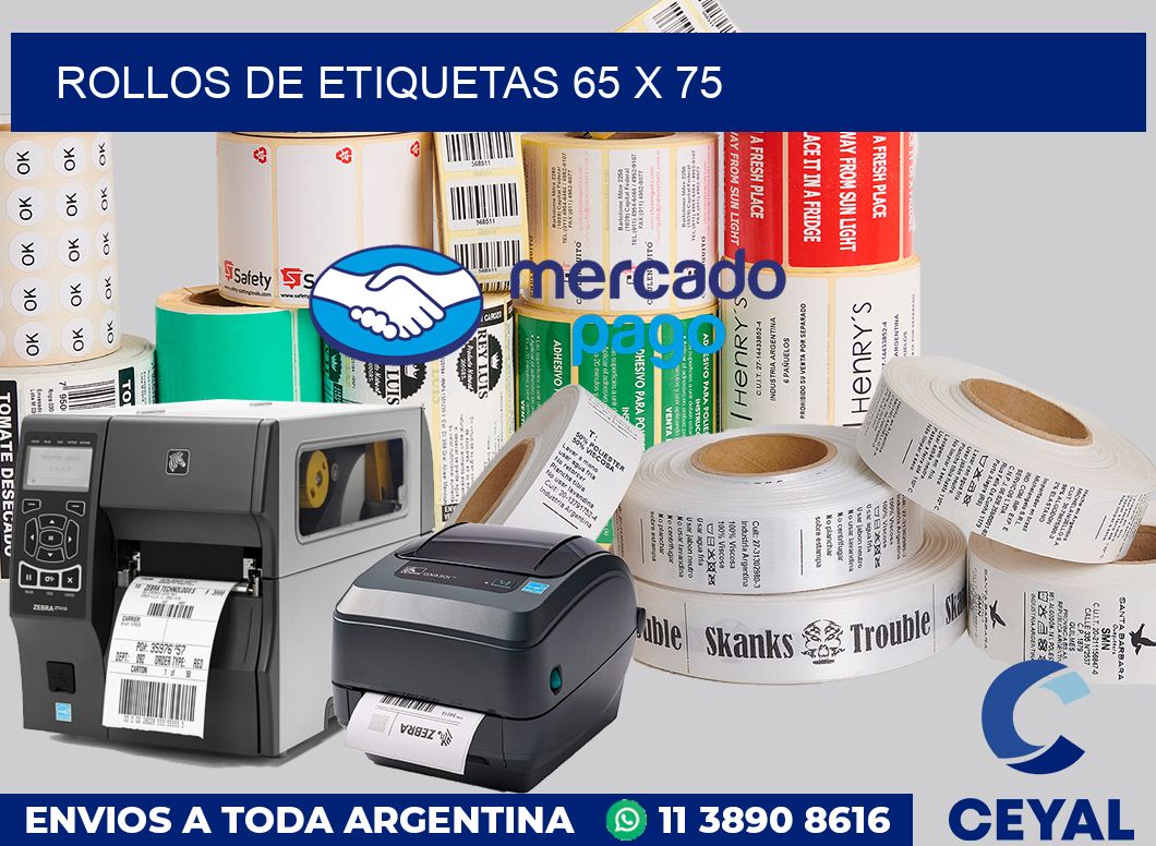 rollos de etiquetas 65 x 75