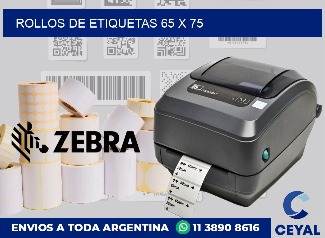 rollos de etiquetas 65 x 75