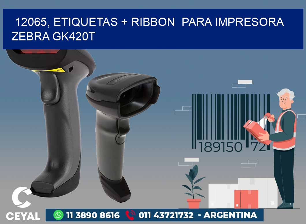12065, etiquetas + ribbon  para impresora zebra GK420T
