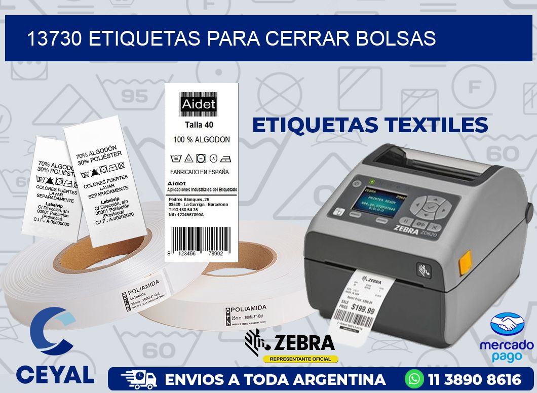 13730 ETIQUETAS PARA CERRAR BOLSAS