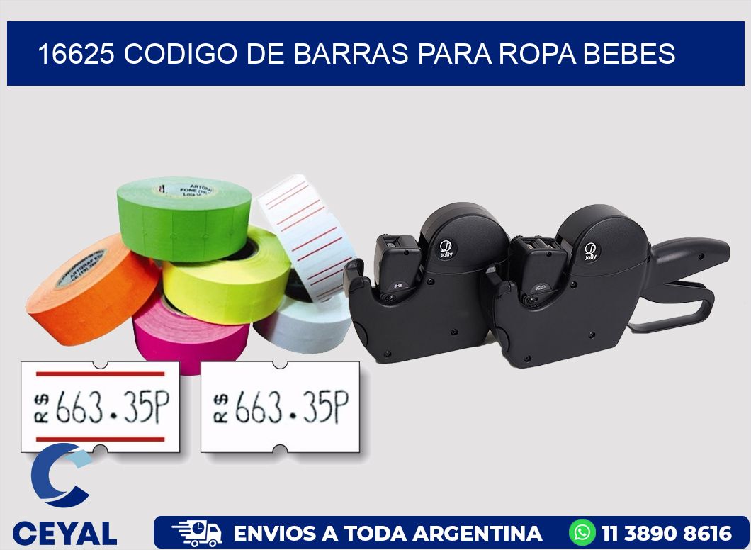 16625 CODIGO DE BARRAS PARA ROPA BEBES
