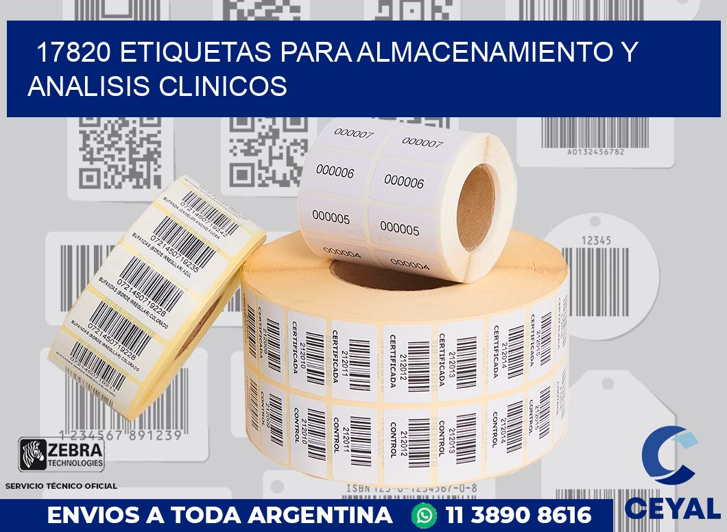 17820 ETIQUETAS PARA ALMACENAMIENTO Y ANALISIS CLINICOS