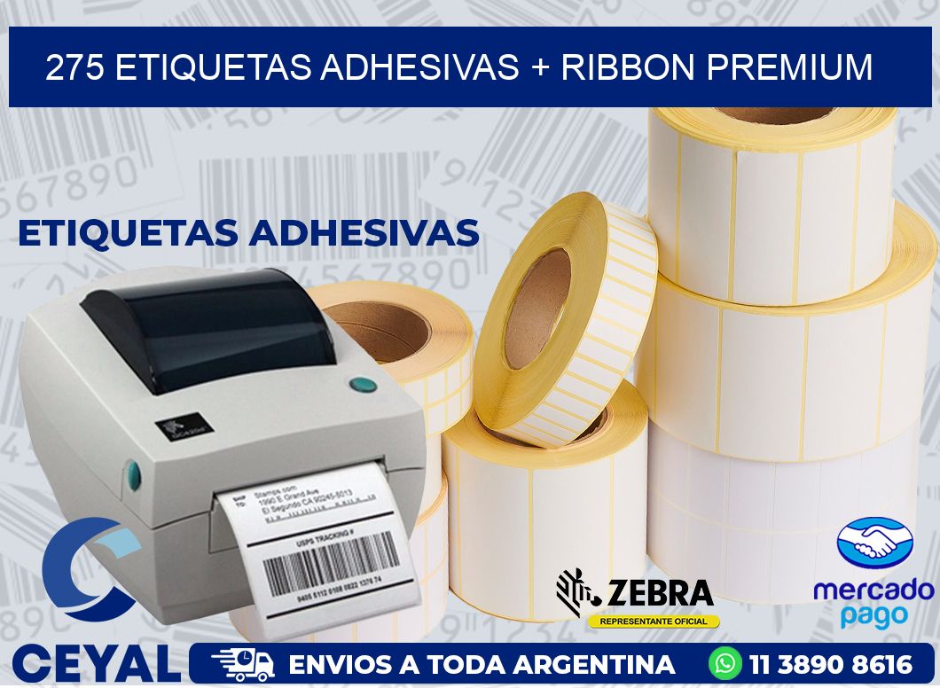 275 ETIQUETAS ADHESIVAS + RIBBON PREMIUM