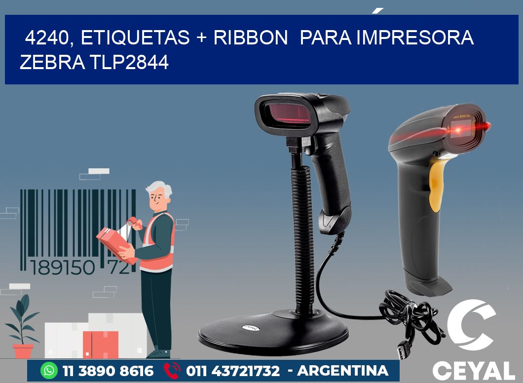 4240, etiquetas + ribbon  para impresora zebra TLP2844