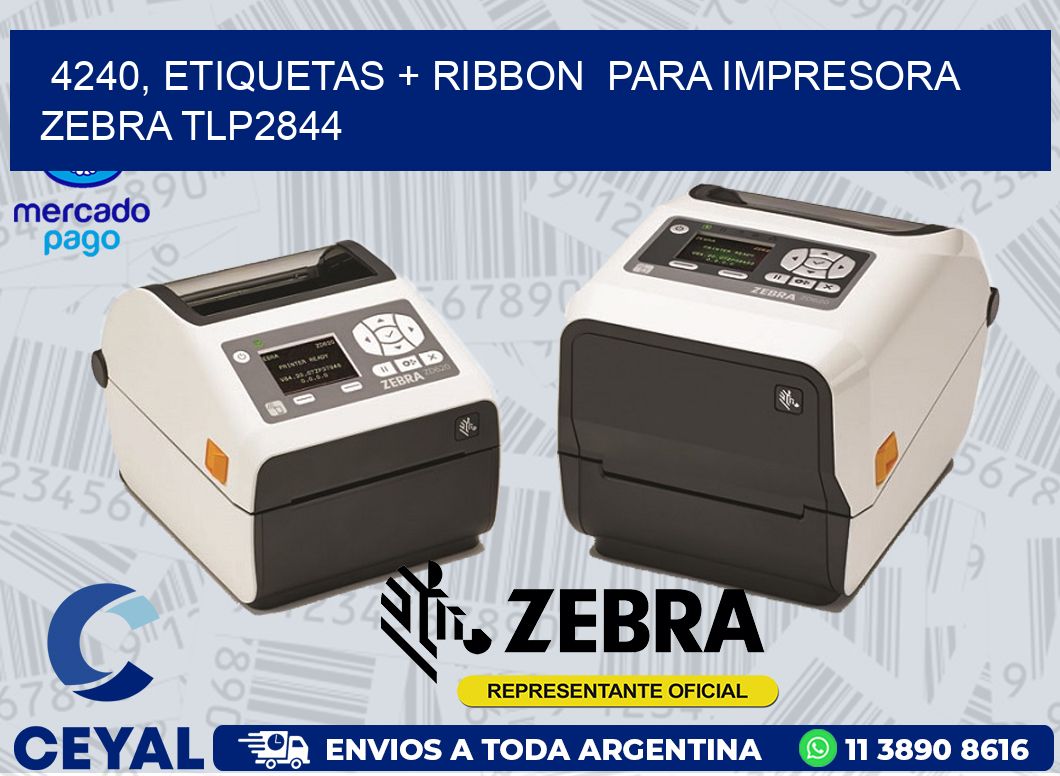 4240, etiquetas + ribbon  para impresora zebra TLP2844