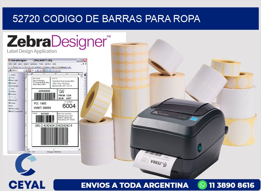 52720 CODIGO DE BARRAS PARA ROPA