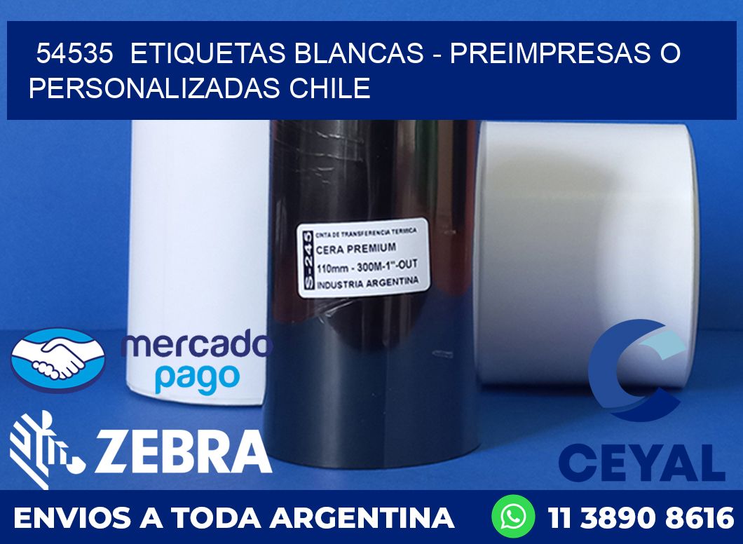 54535 ETIQUETAS BLANCAS - PREIMPRESAS O PERSONALIZADAS CHILE