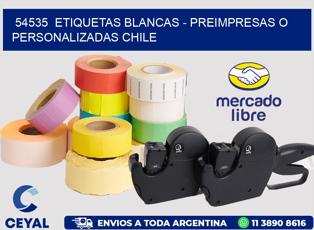 54535 ETIQUETAS BLANCAS - PREIMPRESAS O PERSONALIZADAS CHILE