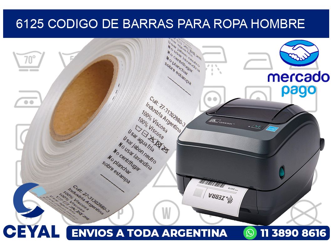 6125 CODIGO DE BARRAS PARA ROPA HOMBRE