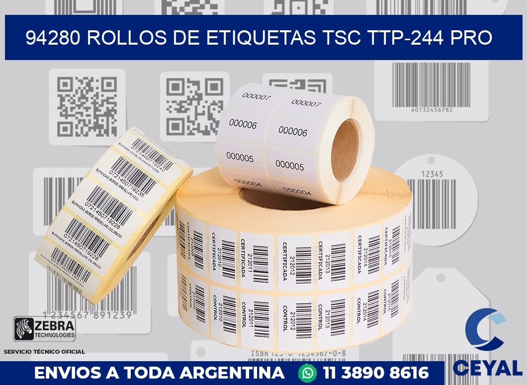 94280 ROLLOS DE ETIQUETAS TSC TTP-244 PRO