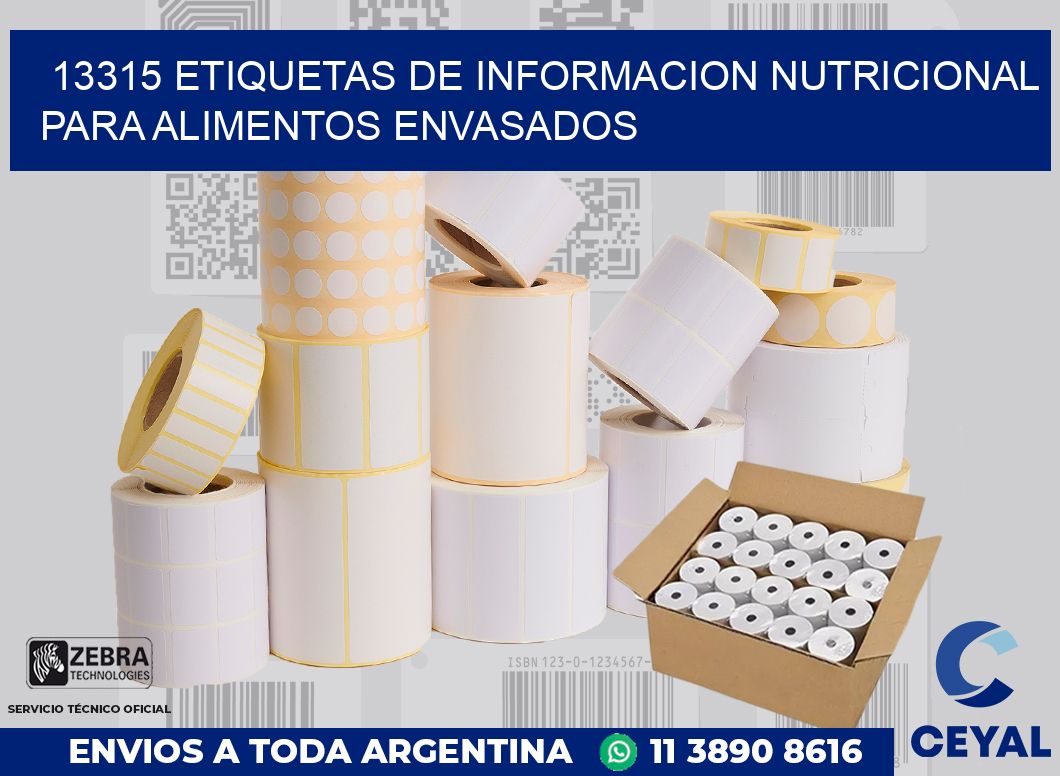 13315 ETIQUETAS DE INFORMACION NUTRICIONAL PARA ALIMENTOS ENVASADOS