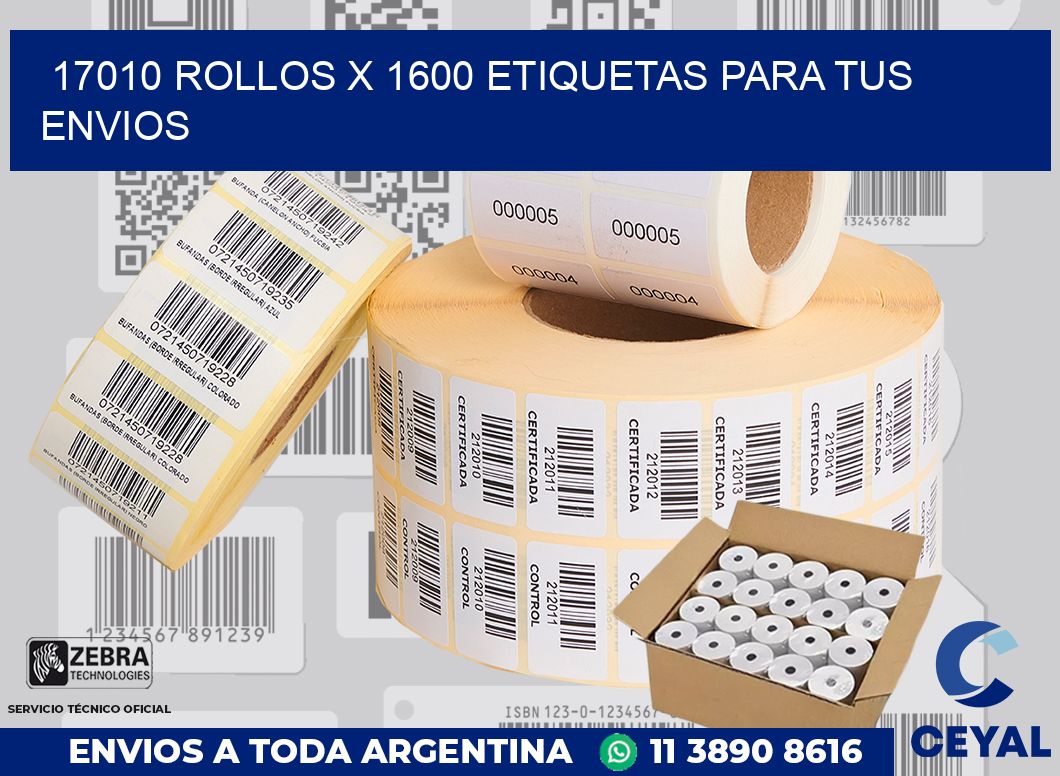17010 Rollos x 1600 etiquetas para tus envios