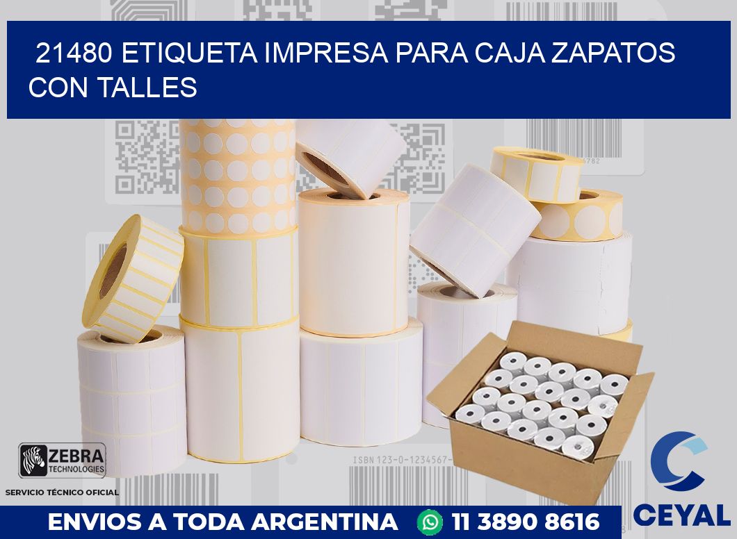 21480 ETIQUETA IMPRESA PARA CAJA ZAPATOS CON TALLES