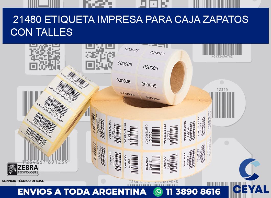 21480 ETIQUETA IMPRESA PARA CAJA ZAPATOS CON TALLES