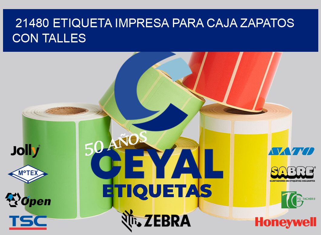 21480 ETIQUETA IMPRESA PARA CAJA ZAPATOS CON TALLES