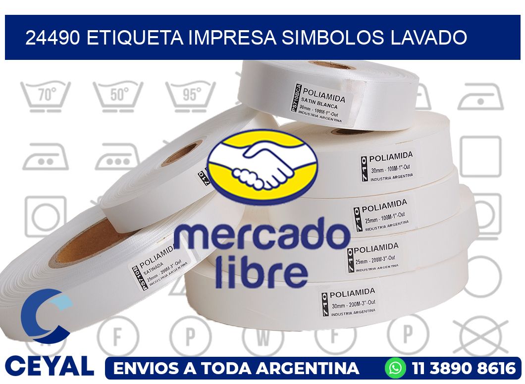 24490 ETIQUETA IMPRESA SIMBOLOS LAVADO