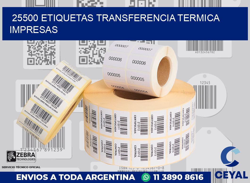 25500 ETIQUETAS TRANSFERENCIA TERMICA IMPRESAS