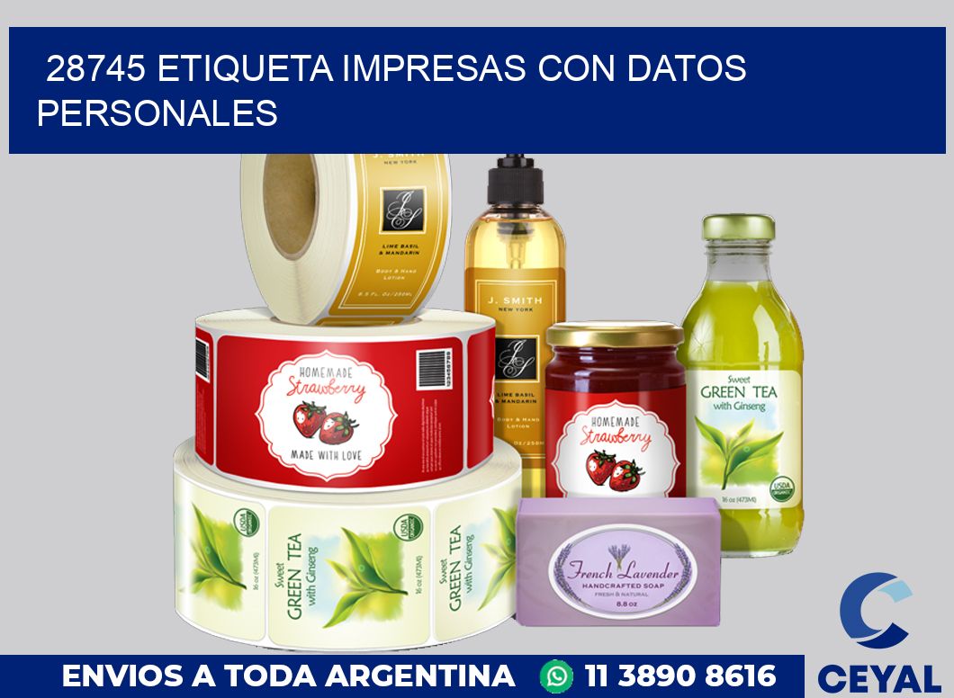 28745 ETIQUETA IMPRESAS CON DATOS PERSONALES