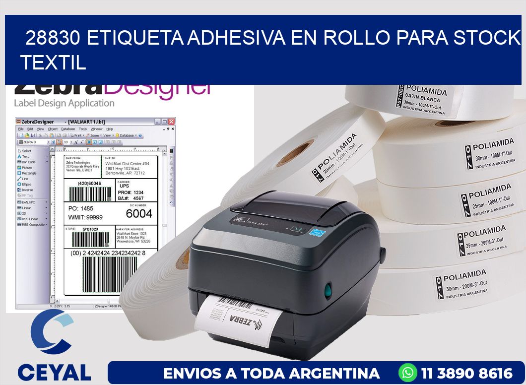 28830 ETIQUETA ADHESIVA EN ROLLO PARA STOCK TEXTIL