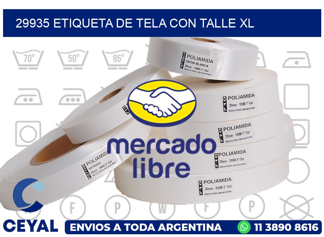 29935 ETIQUETA DE TELA CON TALLE XL