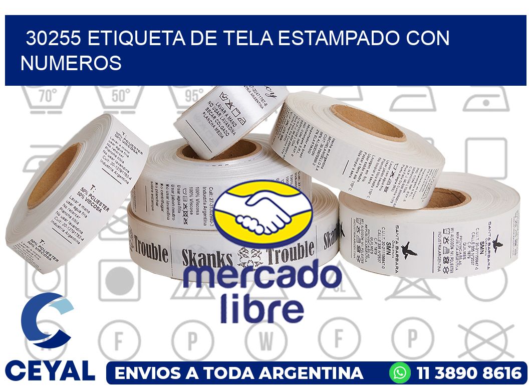 30255 ETIQUETA DE TELA ESTAMPADO CON NUMEROS