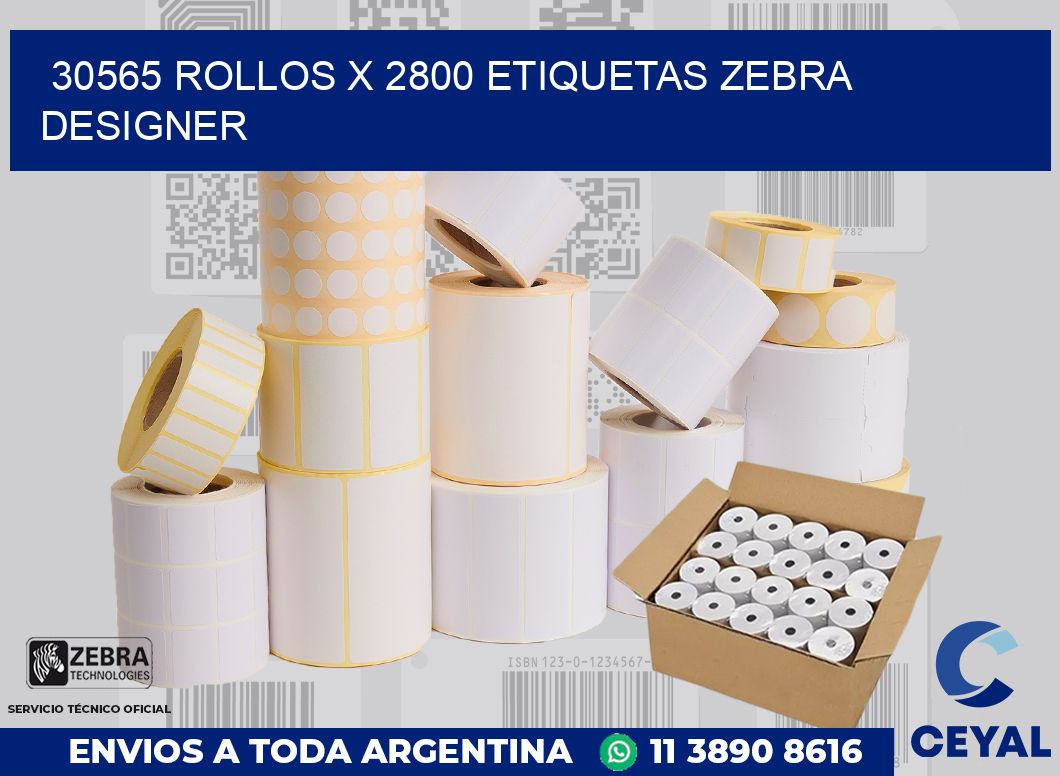 30565 Rollos x 2800 etiquetas zebra designer